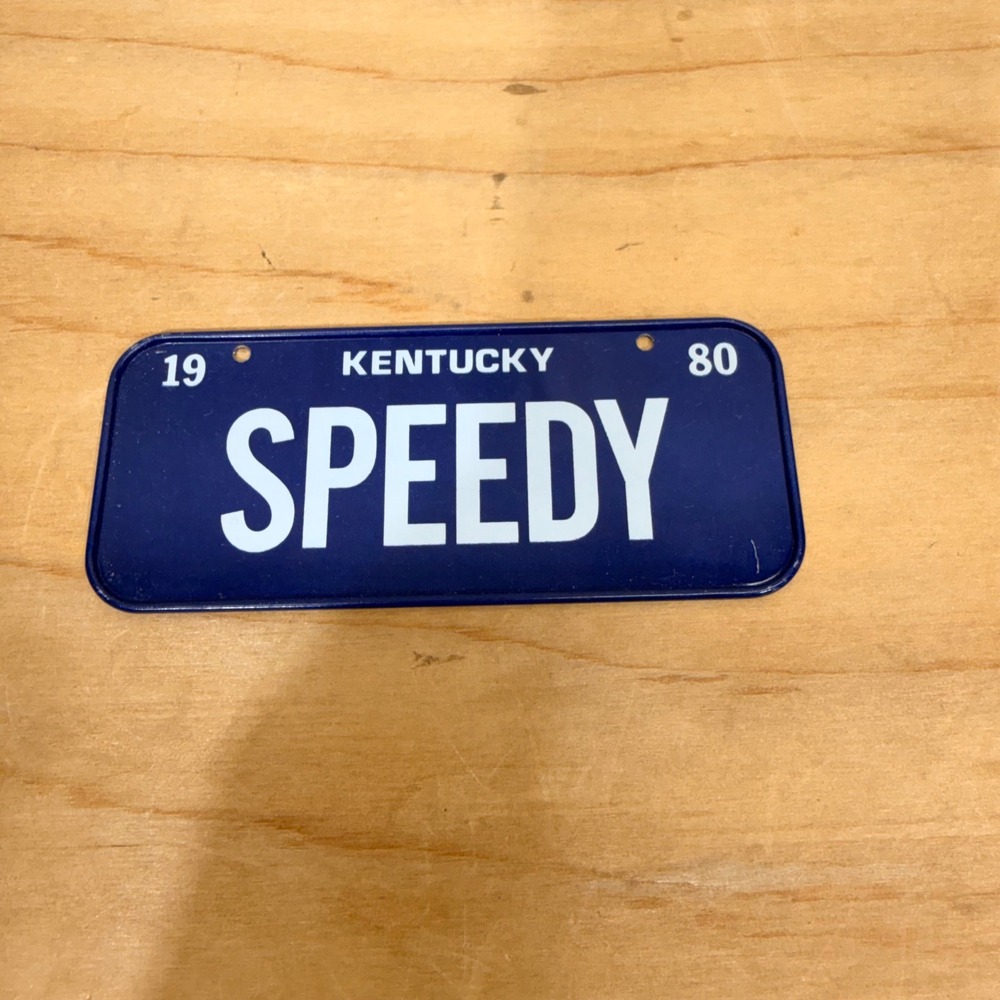 Kentucky Mini License Plate Blue 1980s Speedy Souvenir Metal Tag Novelty VTG‎